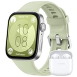 HUAWEI Watch FIT 3, Écran AMOLED 1,82", Design Ultra-Fin, Gestion Polyvalente de la Forme Physique, Gestion complète de la santé, Compatible avec iOS et Android, Vert + Freebuds SE 2 White
