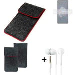 Cover for Asus Zenfone 8 Flip dark gray red edges Sleeve + earphones