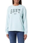 GANT Women's Rel logo C-neck sweatshirt, Dusty Turquoise, XL