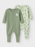 Name It Nightsuit 2 Pack Zip Sea Elephant - Gutt - Grønn - 104