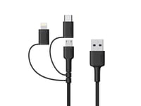 Aukey Cb-Bal5, 1,2 M, Lightning, Usb C, Hanstik, Hanstik, Sort