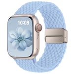 Higgs Bracelet Tressé Compatible avec Bracelet Apple Watch 40mm 41mm 38mm 44mm Ultra 2 49mm 46/45mm Femme,Fermoir magnétique Bracelets Elastique Nylon pour iWatch Series (42mm 10) 9 SE 8 7 6 5 4 3 2 1