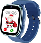 Montre Connectée Enfant - Montre Intelligente Pour Enfants Avec Appel Sos Jeux Pédomètre Caméras Musique Torche Reveil - Smartwatch Téléphone Enfants De 4 À 12 Ans Fille Garçon (Bleu Foncé)