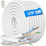 Cable Ethernet 20m, Cable Rj45 Cat 6 Extérieur 20 Mètres Haut Débit Câble en Vrac Cable Réseau 250MHz UTP(Unshielded Twisted Pair) Câble Internet très Long Blanc Câble Patch pour Routeur Modem