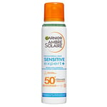 GARNIER Ambre Solaire Sensitive Expert+ - Brume Sèche - Protection Solaire FPS 50+ - Protège des UVA, UVB & UVA Longs - Résiste à L'eau - Céramides - Peaux Sensibles & Intolérantes au Soleil - 150 ml