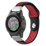 Garmin Fenix 5X tvåfärgat klockarmband i silikon - Svart Och Röd