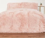 Shaggy  Faux Fur King Duvet Cover and Pillowcase Set Blush Pink RRP £120 230 x22