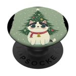 Cute Cat with Merry Christmas Tree Costume PopSockets Swappable PopGrip