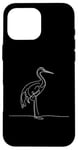 Coque pour iPhone 16 Pro Max Line Art Grue de sable pour oiseaux et ornithologues