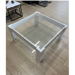 Table basse blanche avec double étagère en verre Homy