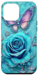 Coque pour iPhone 15 Plus Adorable rose turquoise et papillon avec étoiles et papillons