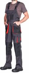 Mens Bib and Brace Overalls, Dungarees Men Black, Big Sizes, Work Trousers for Man, Knee Support with Knee Pads Pockets, Kneepad, Mens Work Trousers, Work Pants, Heavy Duty, Black/Orange, 64-W48