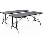 Lot de 2 tables de réception. pliables 180cm. grise foncé. table pliante avec poignée de transport. table de camping - Gris foncé