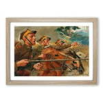 Big Box Art Attack by Wojciech Kossak Framed Wall Art Picture Print Ready to Hang, Oak A2 (62 x 45 cm)