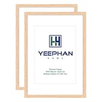 YEEPHAN Cadre Photo A4 OAK Couleur Bois Naturel 21x30cm Cadre Photo Set de 2 avec support pour cadre photo 5x7inch(13x18cm) Cadre pour certificat ou poster avec façade en Perspex pour montage mural