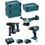 Kit MK309RTJ (DHR171 DHP484 DGA504 2 x 5,0 Ah DC18RC makpac 2 2 x makpac 3) - Makita