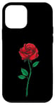 Coque pour iPhone 12 mini Rose rouge simple poche fleur romantique amour poche