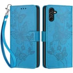 Betunistoy Coque pour Samsung Galaxy A15 5G, Housse en Cuir PU Flip Pochette Portefeuille Étui avec Emplacement Carte Samsung A15 5G Coque Magnétique Antichoc (Papillon - Bleu)