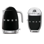 Pack  Bouilloire 1.7L 7 Tasses 2400W + Presses Agrumes 70W Noir Années 50 SMEG