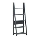 Timber Art Design UK Riva 5 Tier Bookcase Open Ladder Shelf Scandinavian Retro Ladder Bookcase Shelving Unit for Modern Living Room, Office Space Dark Grey - 175.4 x 64 x 36.7 cm