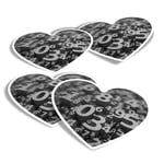 4x Heart Stickers - BW - Number Art Maths Physics #35091