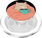 Cozy Cat With Coffee Pour Amoureux Des Chats PopSockets PopGrip pour MagSafe