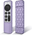 Coque Pour Télécommande Apple Tv 4K/Hd Siri Remote 2022 2021¿3Ème Et 2Ème Génération) Etui En Silicone Légère Antidérapante Résistante Aux Chocs,Lilas