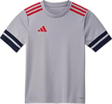 adidas Mixte Enfant SQUADRA25 Jersey Short Sleeve Kids, Glory Grey/Team Navy Blue 2/Pure Ruby, 7-8 Years