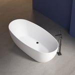 BERNSTEIN - Baignoire îlot moderne design en acrylique pour salle de bain, isolation thermique - Blanc mat - 170x80x58cm - BELAQUA - Options au choix