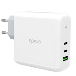 Epico Väggladdare PD 100W GaN med 2 x USB-C & 1 x USB-A - Vit