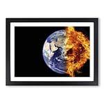 Big Box Art End of The Earth from Space Framed Wall Art Picture Print Ready to Hang, Oak A2 (62 x 45 cm)