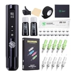 Dragonhawk X9 Wireless Tattoo Maschine Pen Wireless Battery Tattoo Pen Tattoo Rotary Maschine Motor Gun Brushlless Motor LCD Display with 3400mAh Capacity Battery for tattoo Artists (kit)