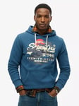 Superdry Tokyo Vintage Logo Graphic Hoodie, Blue Bottle