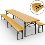 Ensemble table et 2x bancs pliable bois 220 cm 10 personnes salon de jardin peu encombrant pique-nique camping - Casaria