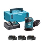 Makita DBO180RTJ-3 18v LXT 125mm Random Orbital Sander (3x5Ah)