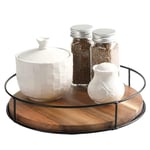 Large Capacity Wooden Turntable Organizer Spice Jar Storage Tray  Countertop