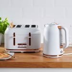 Dunelm Matt White Copper Kettle and Toaster Set White