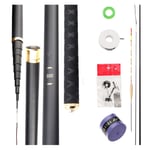 ZSHXX Super Light Hard Carbon Fiber Hand Pole Telescopic Fishing Rod 2.7M/3.6M/3.9M/4.5M/5.4M/6.3M/7.2M/8M/9M/10M (Color : Black, Length : 8m)