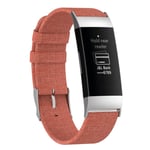 Fitbit Charge 3 kangas pintainen kellon vaihto ranneke klassisella metalli soljella - Oranssi