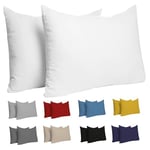 Dreamzie Taie Oreiller 40x60 cm (Lot de 2) 100% Coton Jersey 150 GSM - Blanc - Taie d'oreiller 40 x 60 cm- Housse de Coussin Résistant et Hypoallergénique pour Oreiller