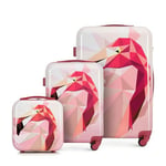 WITTCHEN Valise de Voyage Set de 4 valises Bagages à Main Trousse de Toilette Set de valises en ABS avec 4 roulettes pivotantes Serrure à Combinaison Poignée télescopique Young Line Rose