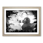 Rubber Ducks Modern OPposites Attract Modern CB Framed Wall Art Print, Ready to Hang Picture for Living Room Bedroom Home Office Décor, Oak A3 (46 x 34 cm)