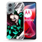 Cokitec Coque Renforcée pour Motorola G24 4G Manga Demon Slayer Tanjiro