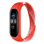 Bracelet Compatible pour Xiaomi Mi Band 7 6 5 4 3, Nylon Braided Stretch Solo Loop Bracelets Montre, Sport Remplacement Sangle avec Xiaomi Band Miband 7 5 6 4 3, rouge coloré, M