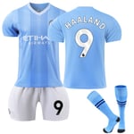 2023-2024 Manchester City Home Barnfotbollsdräkt nr 9 Haaland Adult Kids fotboll Tröjor new Fotbollssatser 8-9Y