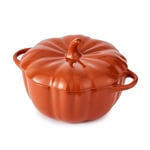 Wade WA975002ORA Medium Pumpkin Casserole Dish with Smooth Glaze Interior, Stoneware, 710ml Capacity, 19.5cm, Orange