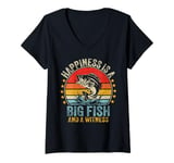 Womens Happiness Is A Big Fish And A Witness Funny Fishing Men V-Neck T-Shirt