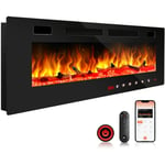 Randaco - Cheminée Electrique Encastrable, Chauffage Electrique de 1500W, Fausse Cheminée Decorative Murale avec Effet Flamme en led, Télécommande