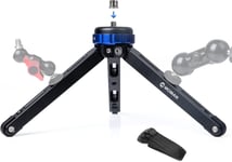 Mini Trépied, TR01 Caméra Table Petit Aluminium CNC avec vis 1/4 et 3/8 Maxload 80KG pour Video Studio Lumiere LED Light Smartphone Telephone DSLR Appareils Photo Reflex et Gimbal, Noir Bleu