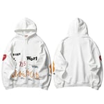 (A31W2179 White-M）Harajuku Huppari Huppari Miesten Streetwear Fire Flame Graffiti Hip Hop